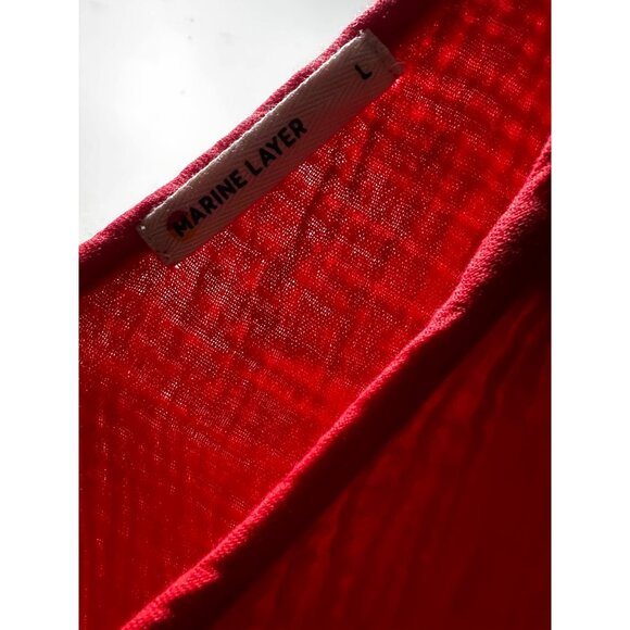 Marine Layer Corinne Double Cloth Maxi Dress Womens Large Orange Gauze Vacation - Picture 5 of 14